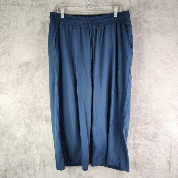 Womens Blue Stretchtech Quick Dry Wide Leg Capri Pants Drawstring Waist XL - Picture 2 of 12